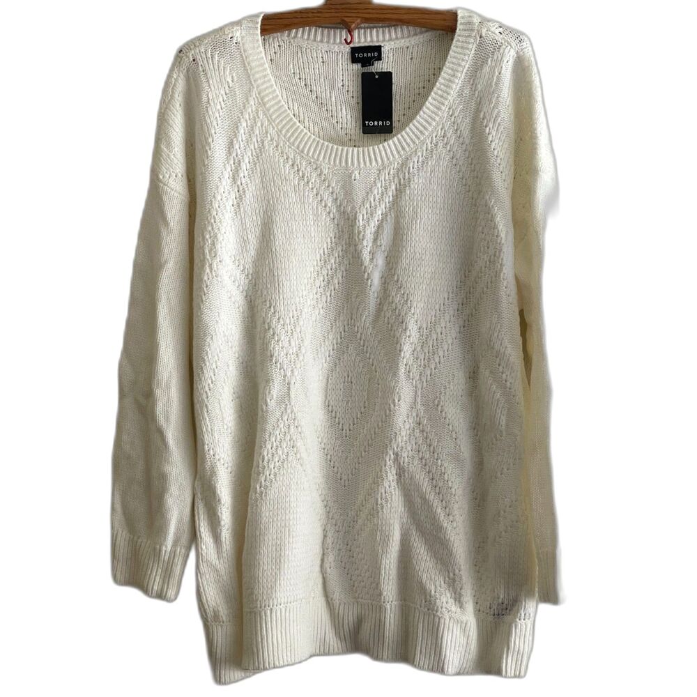 TORRID SIZE 3X CLOUD DANCER EVERYDAY SOFT SWEATER Winter Cream White NEW